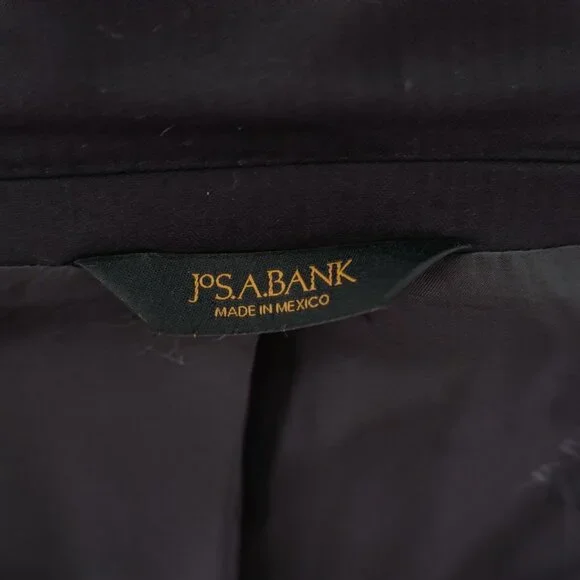 Jos A Bank Signature Gold Tailored‎ Fit Black Wool Herringbone 44R Suit Jacket 2